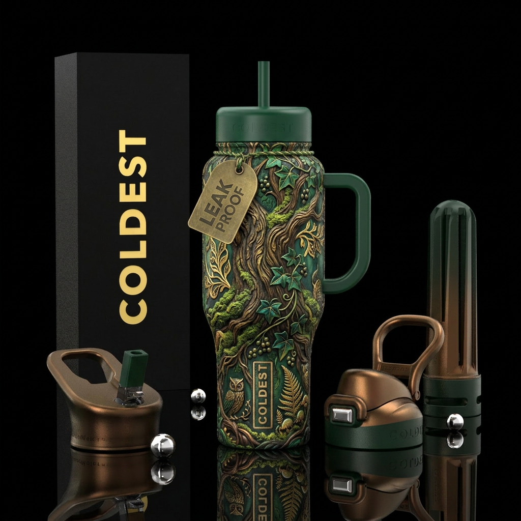 forest, opulent water bottle design