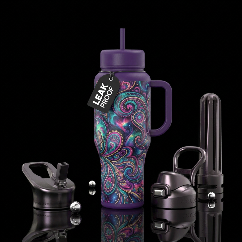 mystical, timeless, psychedelic water bottle design