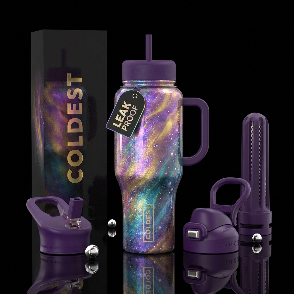 enchanting, shimmer, divine water bottle design