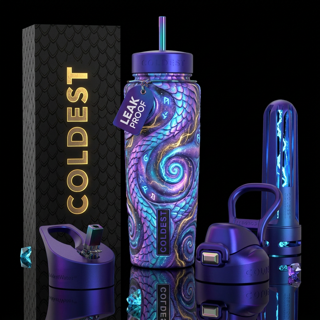 mythical, magical, spirals, electric water bottle design