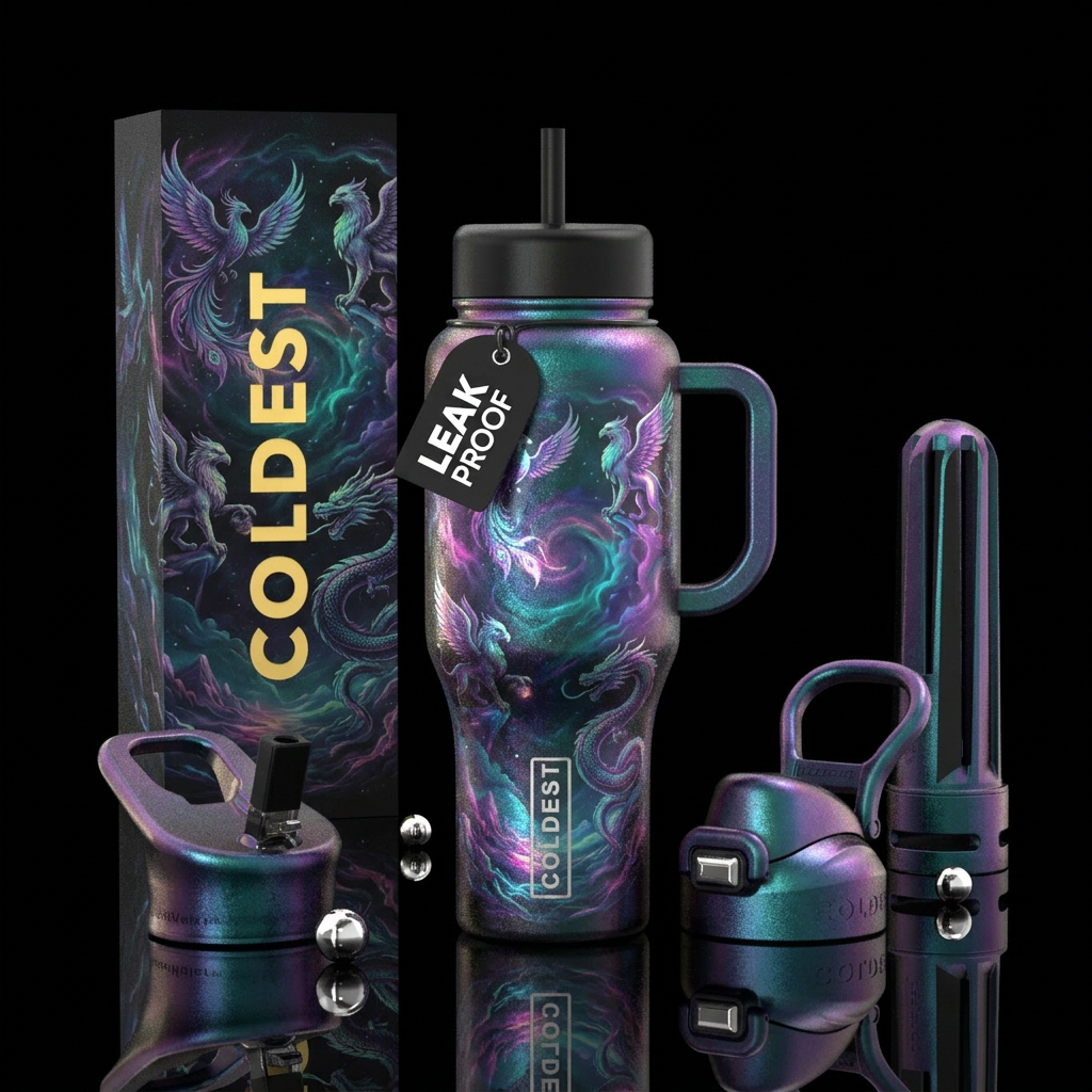 shimmer, mythology, hologram water bottle design