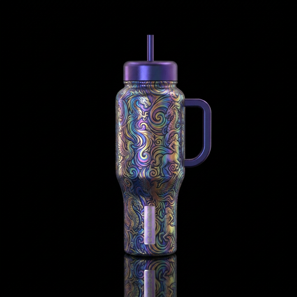 shimmer, mythology, hologram water bottle design