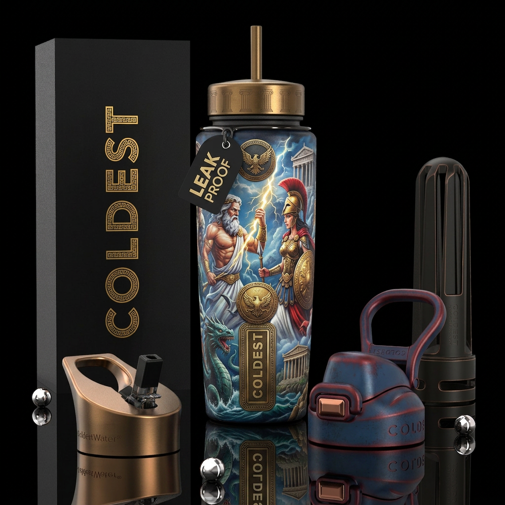 Mythology, ancient, realism water bottle design