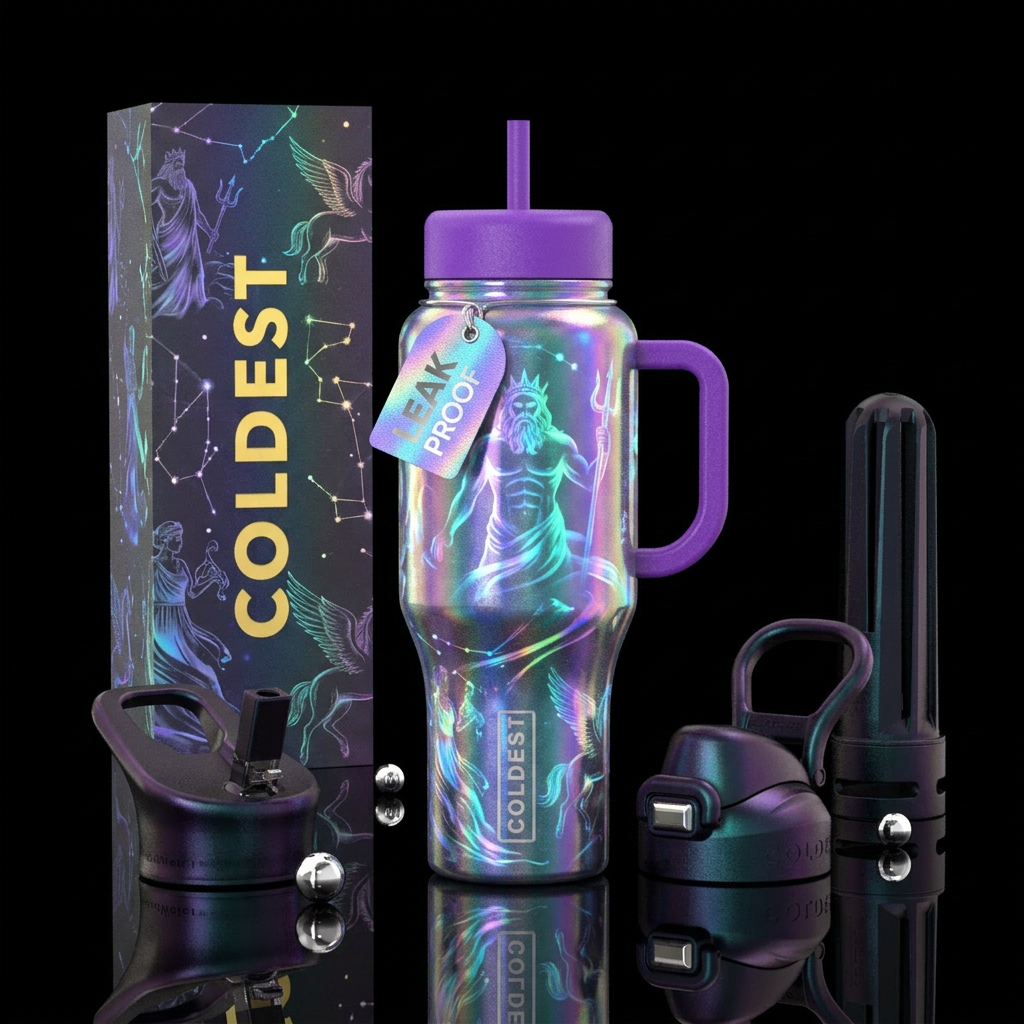 shimmer, mythology, hologram water bottle design