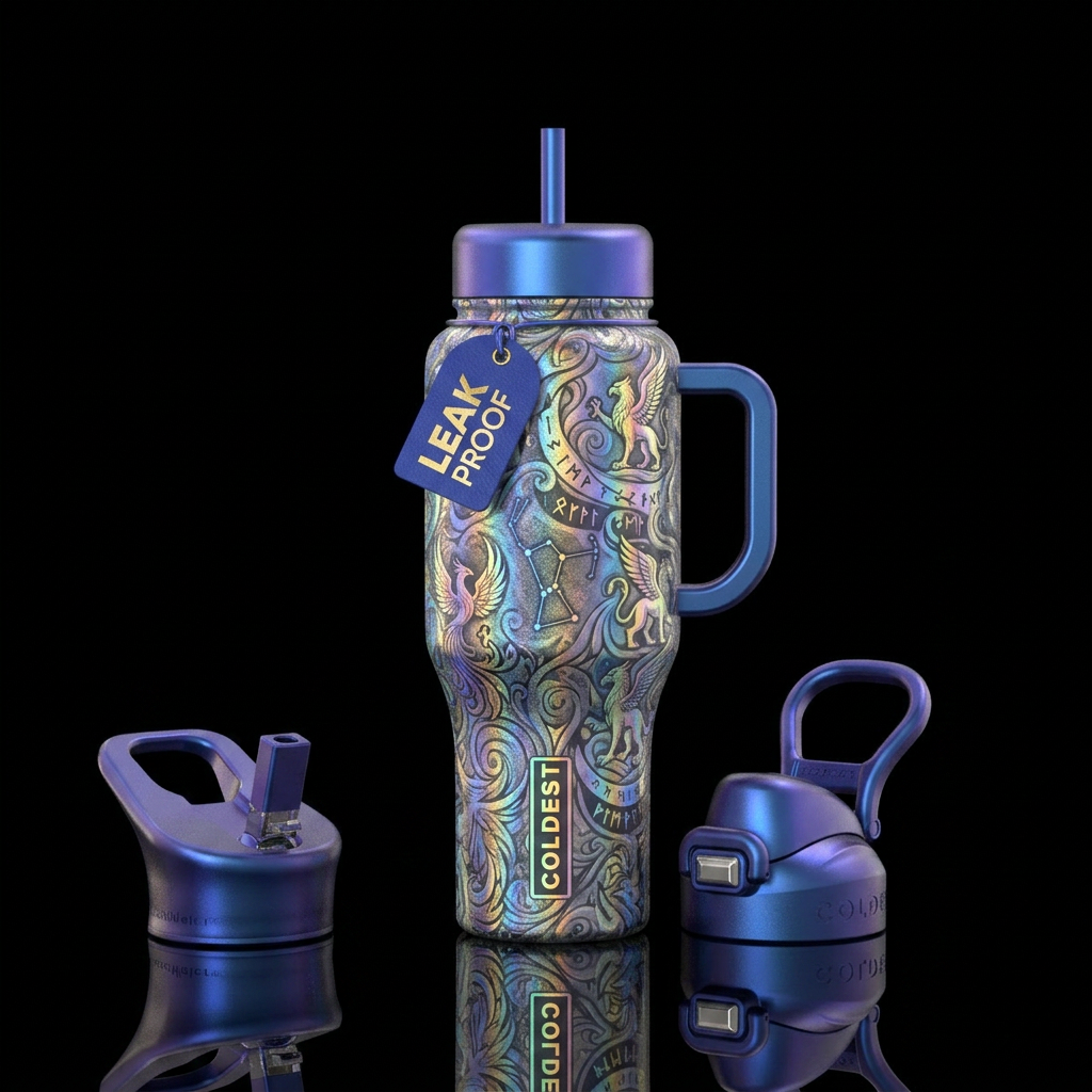 shimmer, mythology, hologram water bottle design