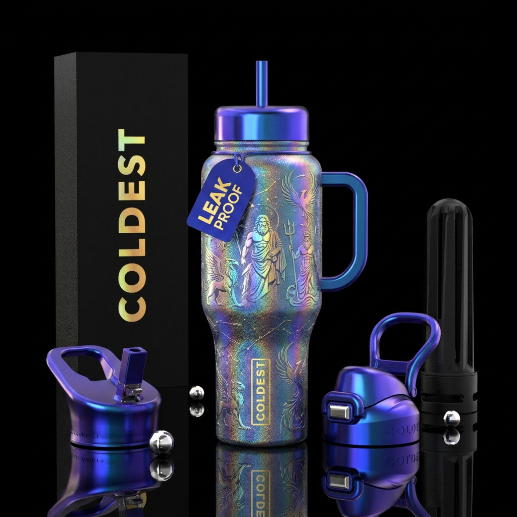 shimmer, mythology, hologram water bottle design