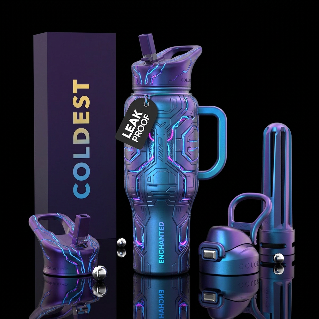 enchanted, futuristic water bottle design