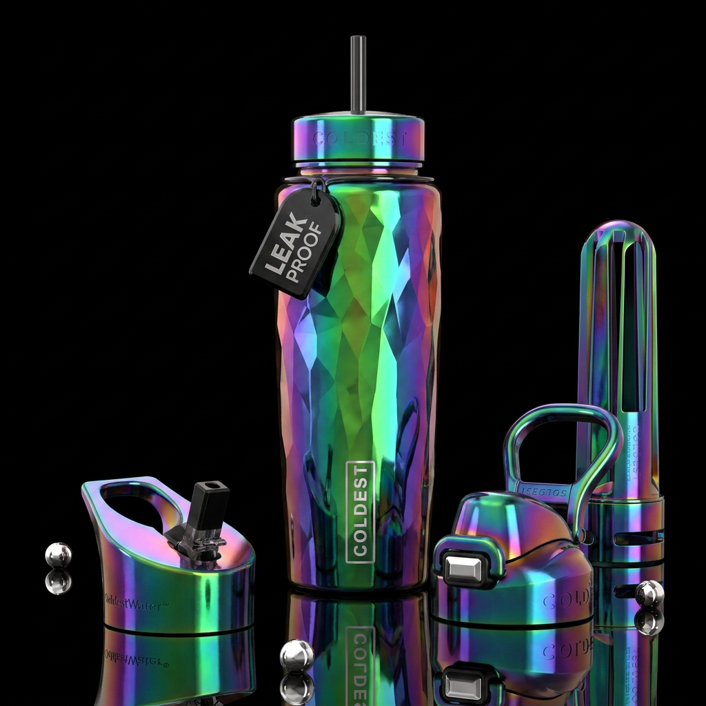 chameleon, electric, dragon, gemstone water bottle design