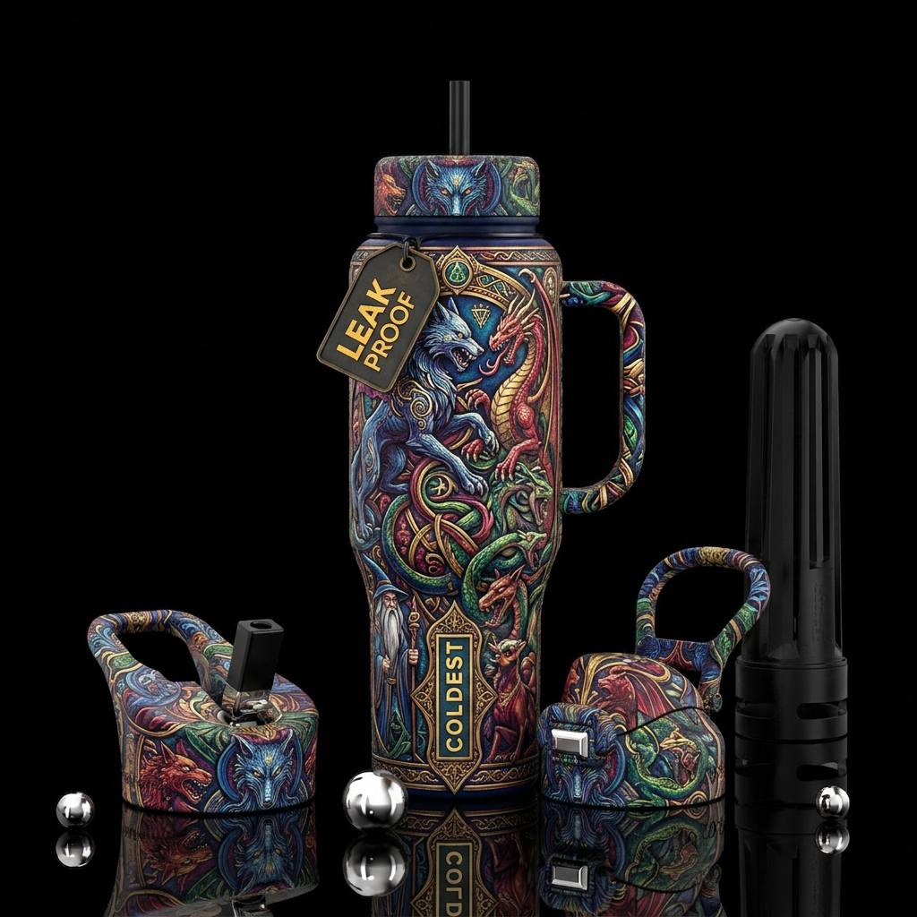 Fenrir, dragon, Cerberus, wizard, hydra, miniature water bottle design