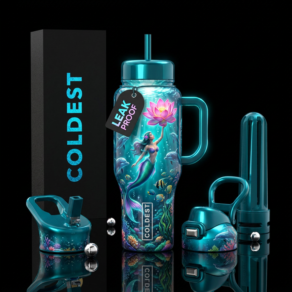Fin and Flower water bottle design