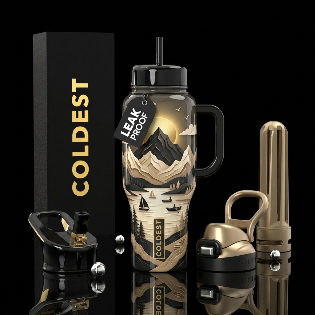 Champagne Peaks water bottle design