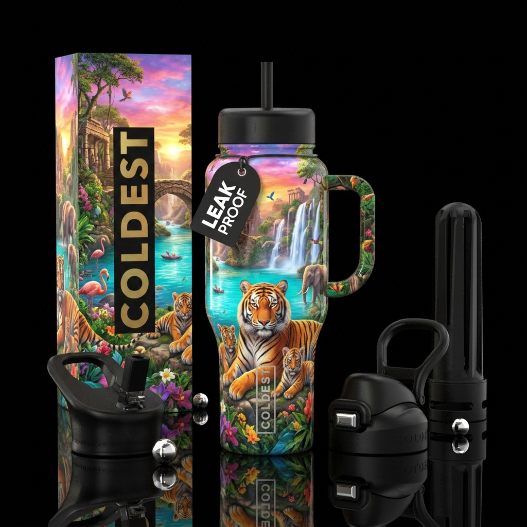 Wild waterfall water bottle design