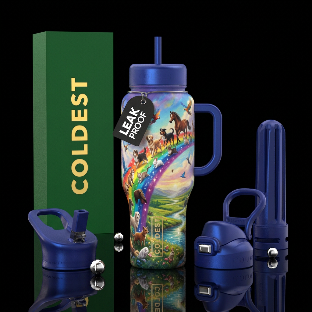 Animal rainbow bridge water bottle design