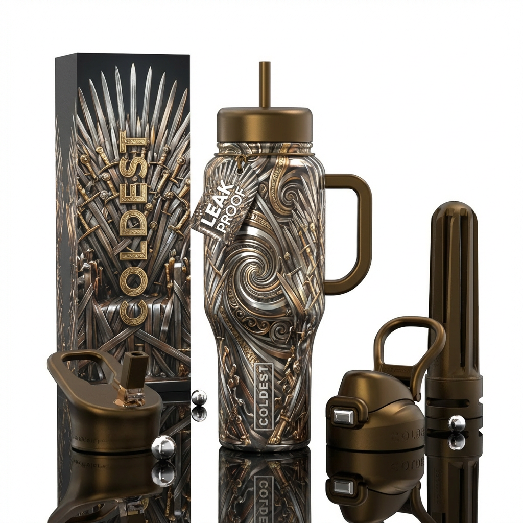 iron throne water bottle design