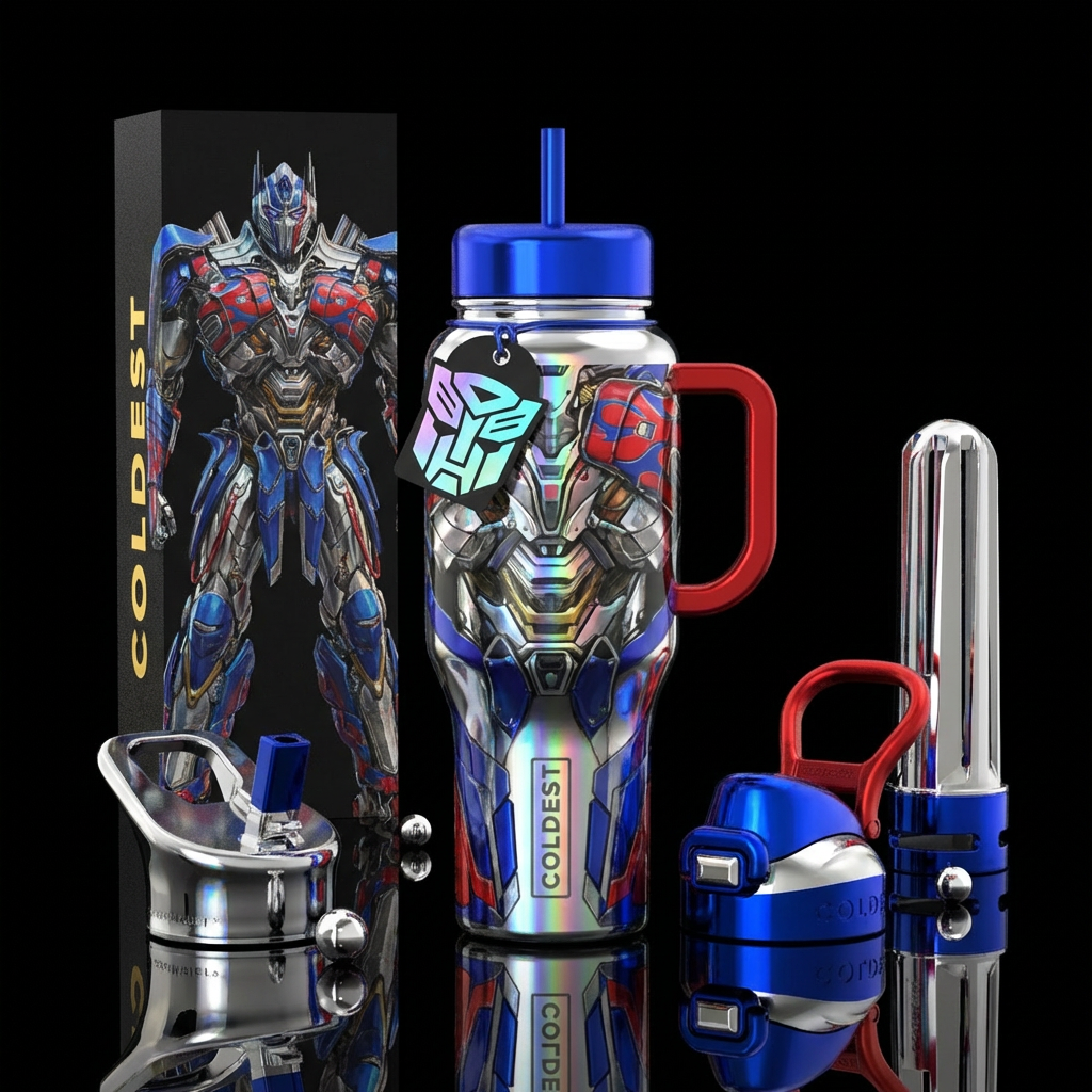 High-end product photography of a premium Coldest ... water bottle design