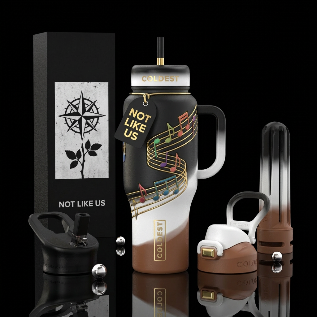 "A hyper-realistic 3D wrap-around design of a Cold... water bottle design
