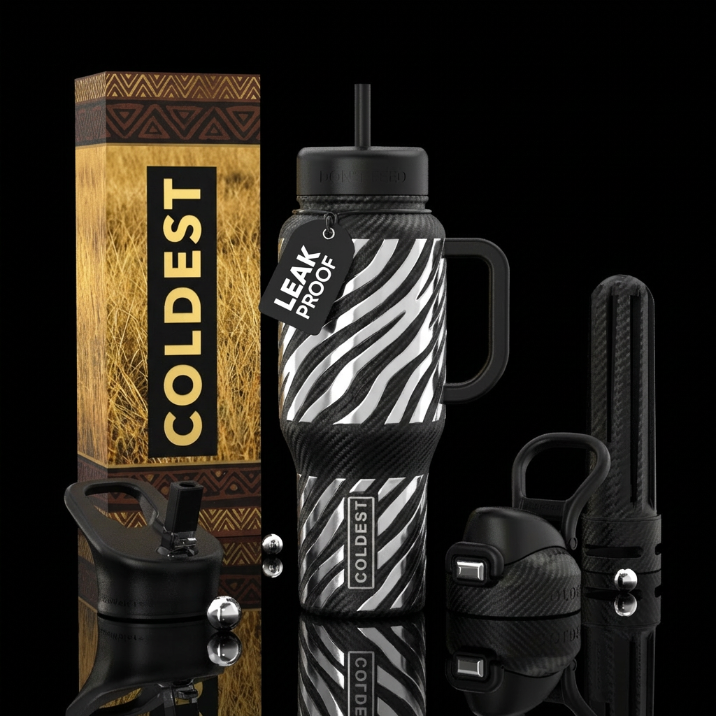 Professional studio product shot of a premium insu... water bottle design