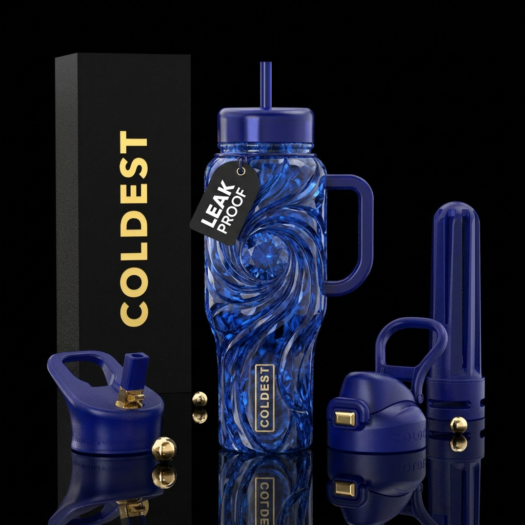 Sapphire, gemstone, spirals water bottle design