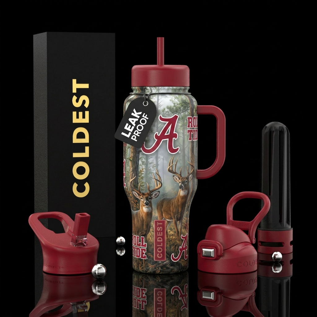 Deer Hunting, Alabama Roll Tide water bottle design