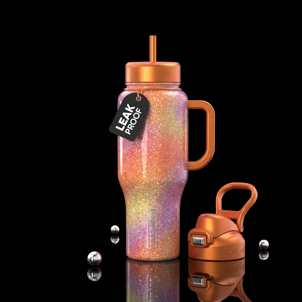 Sunkissed sky glitter water bottle design