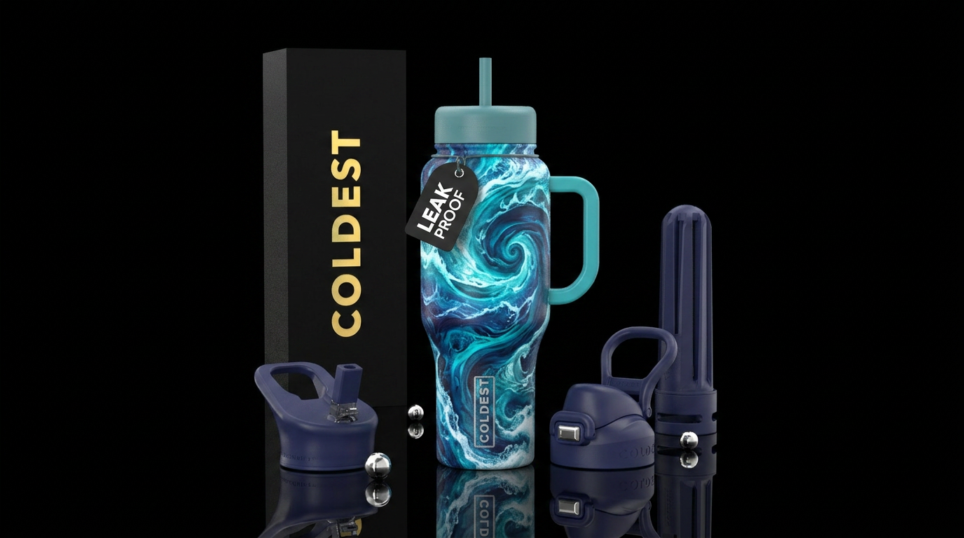 Ocean swirls water bottle design
