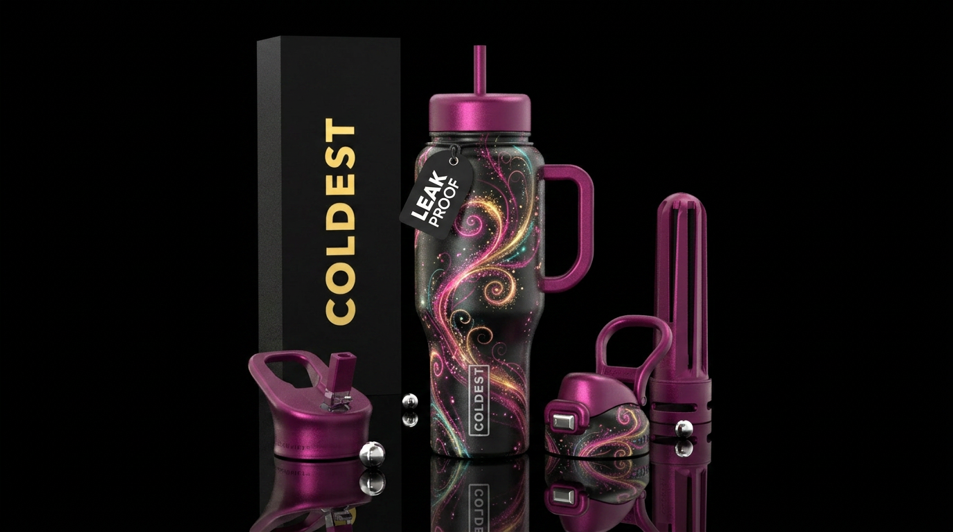 Fairy dust swirling around water bottle design