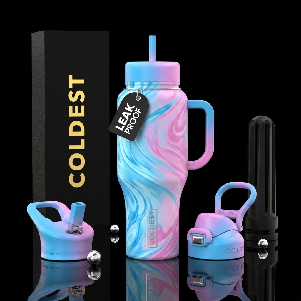 Cotton candy dreams water bottle design