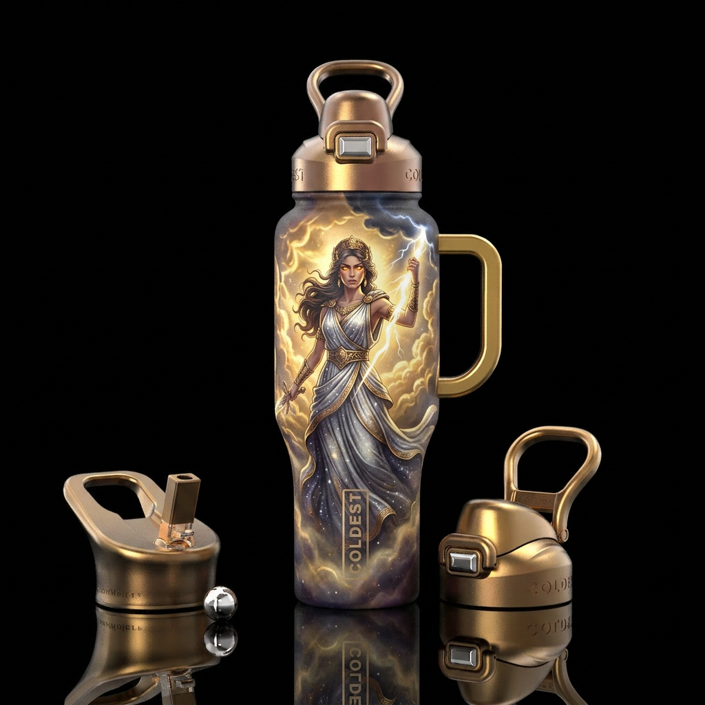 Design me a Empress like the goddess, Athena with ... water bottle design