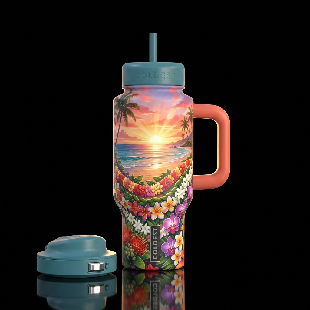 Design the most beautiful Hawaiian bottle leis and... water bottle design