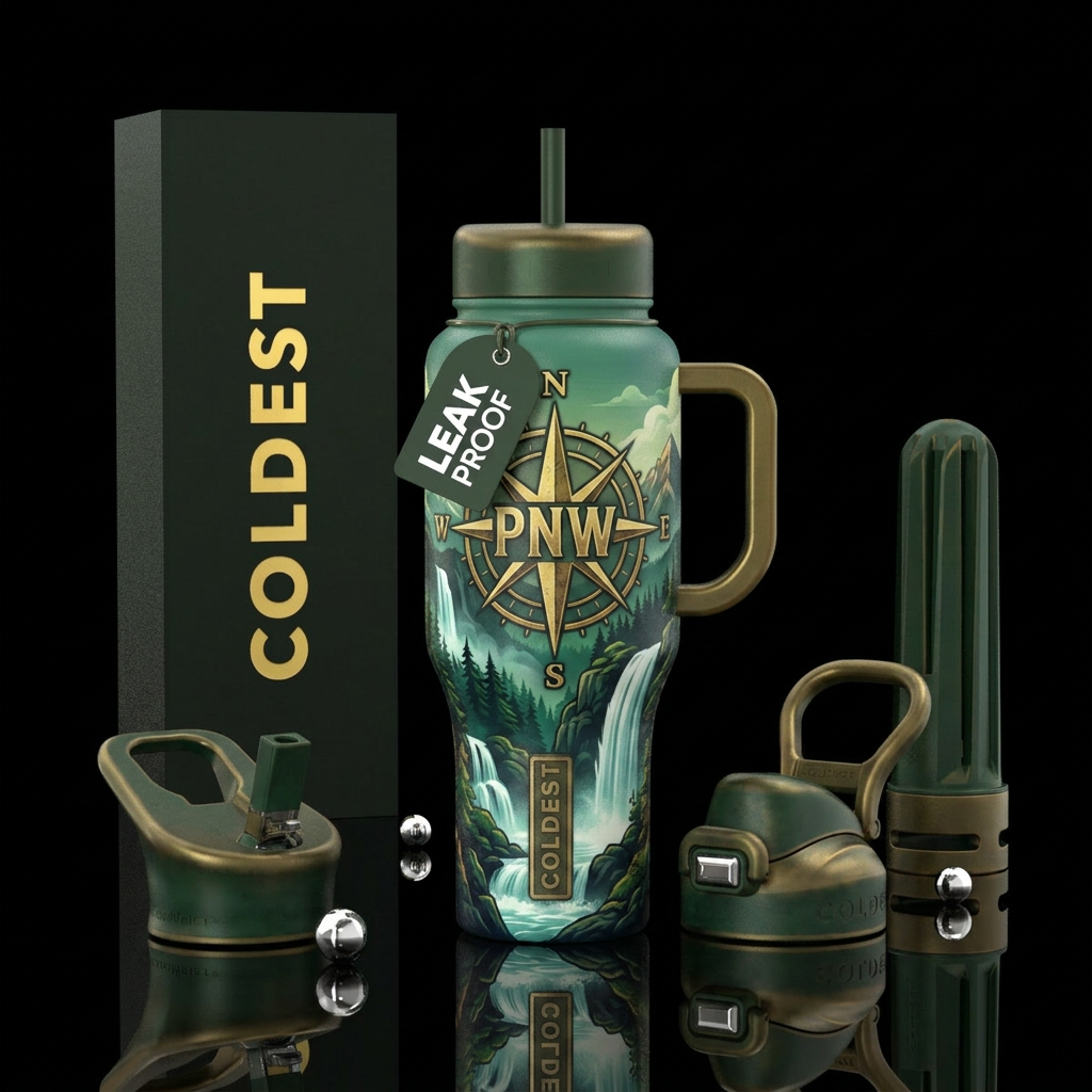 Pacific Northwest Bottle!  The pine trees, the lar... water bottle design