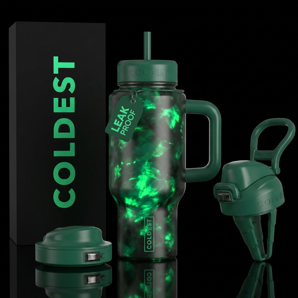 create a emerald green opal bottle. have it shine ... water bottle design