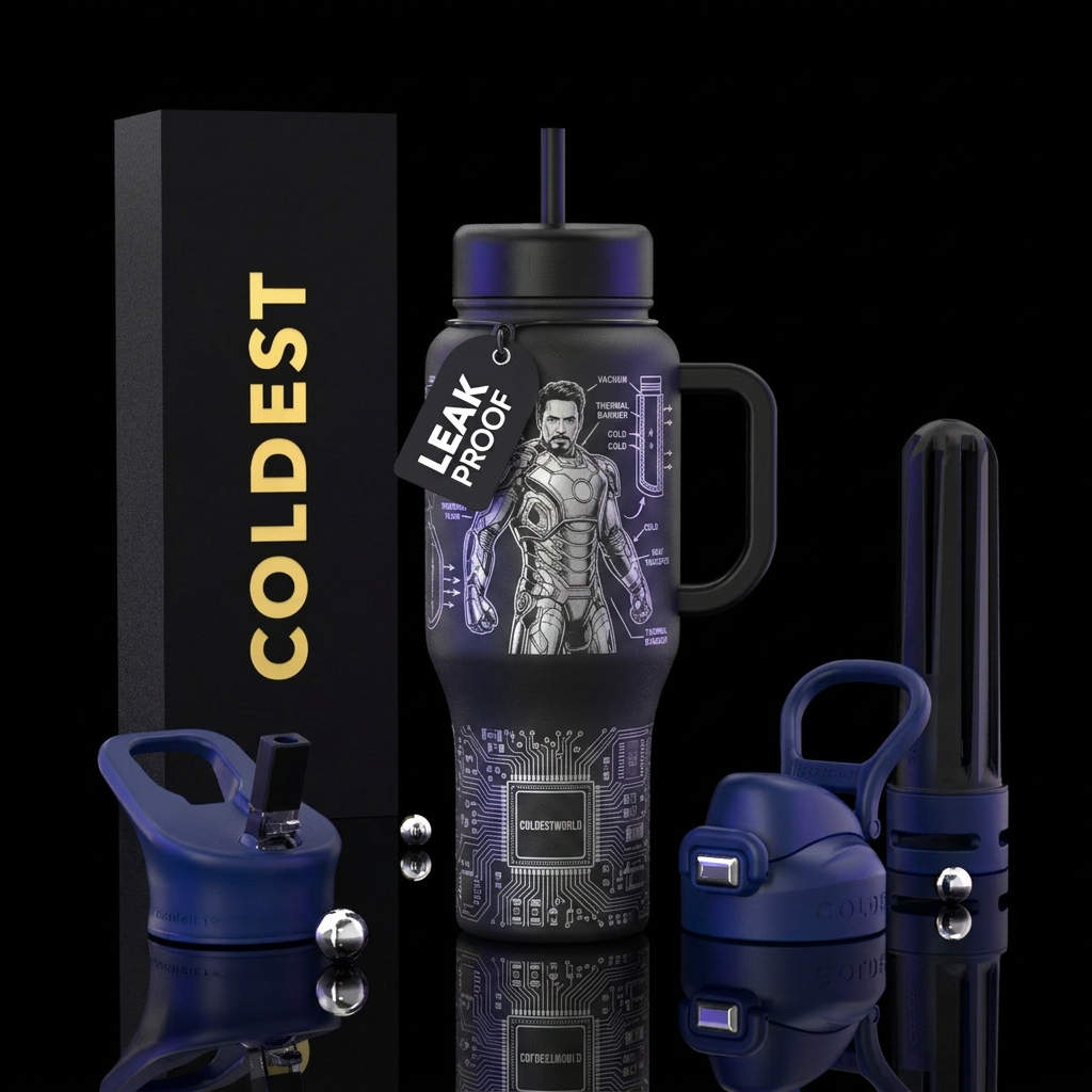 laser engraved bottle with Dave wearing a ironman ... water bottle design