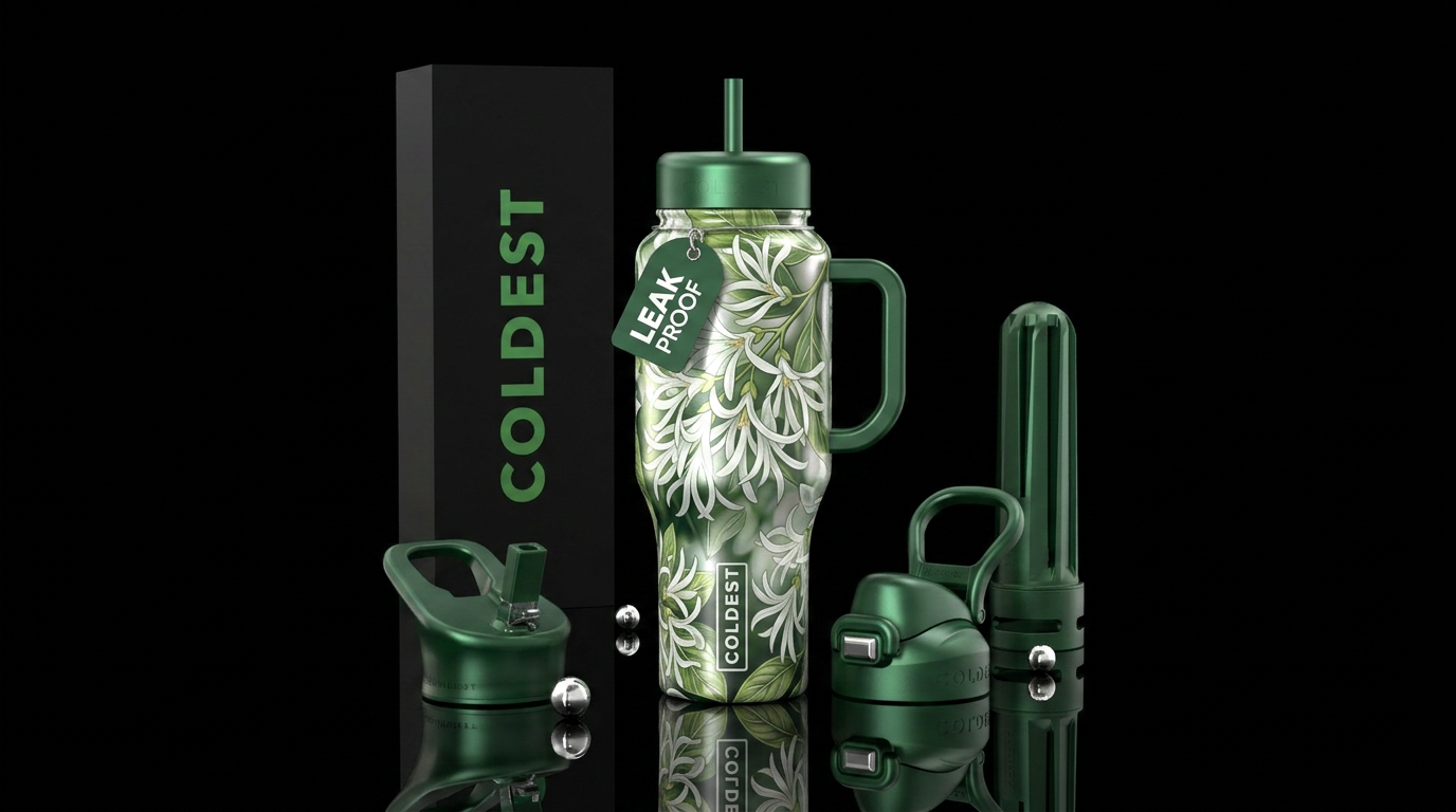 White Fringe tree beautiful whimsical, shiny, arti... water bottle design