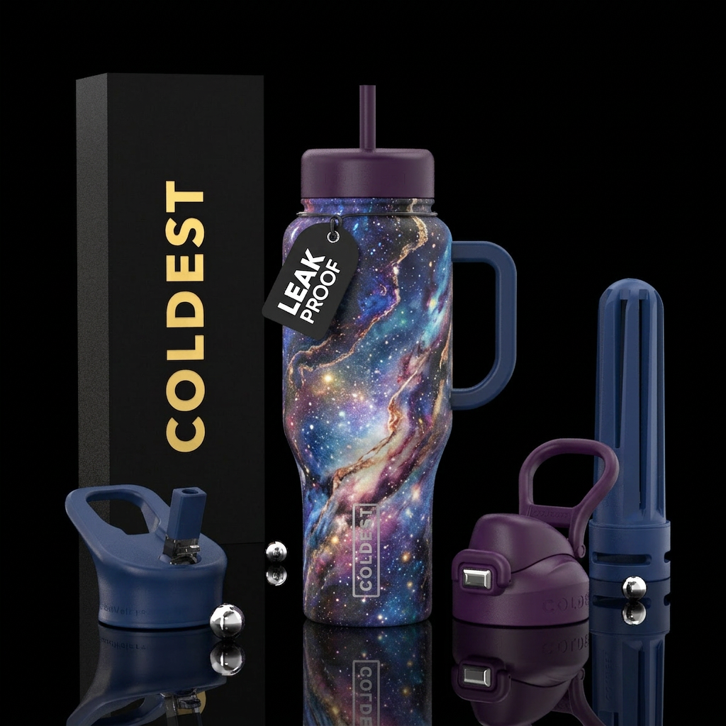 marble, milky way water bottle design