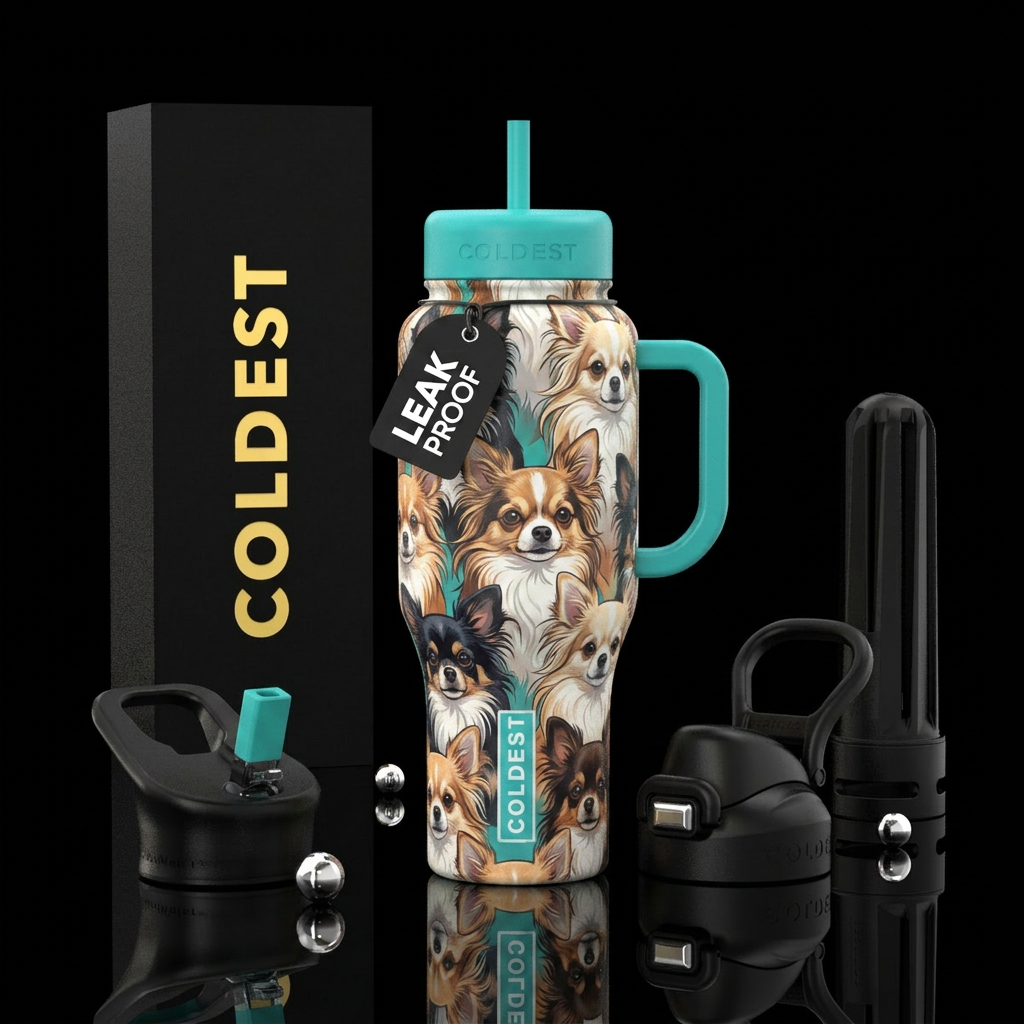 Beautiful, Long-Haired Chihuahuas, water bottle design