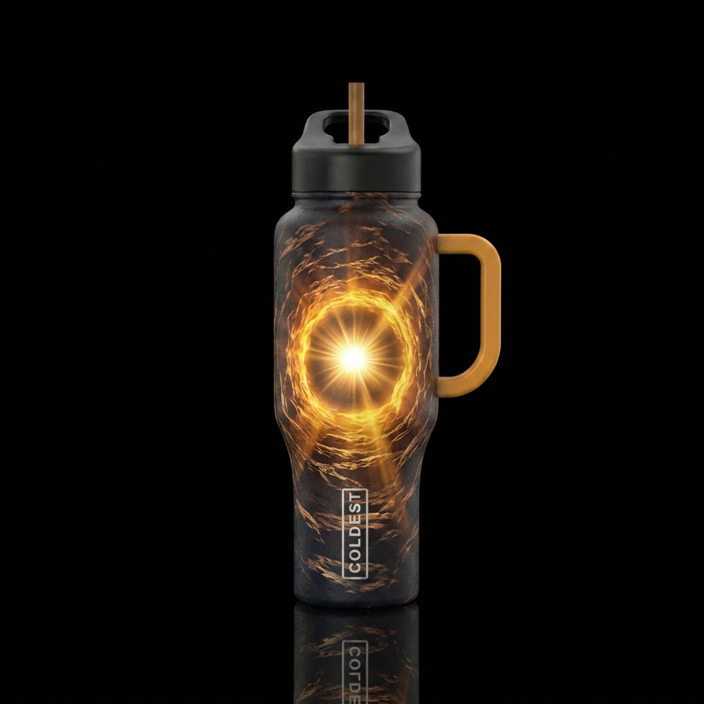 The light at the end of the tunnel water bottle design