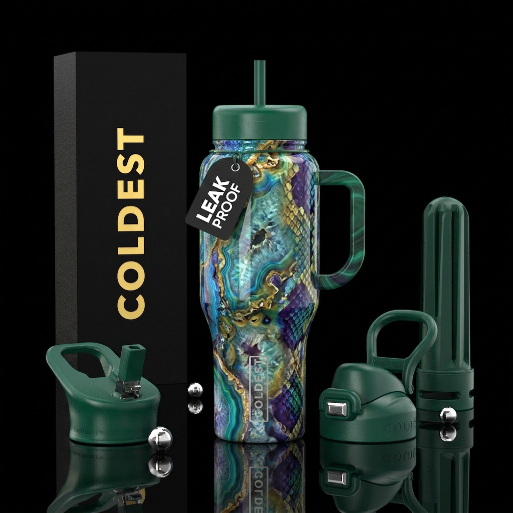 Snakeskin agate water bottle design