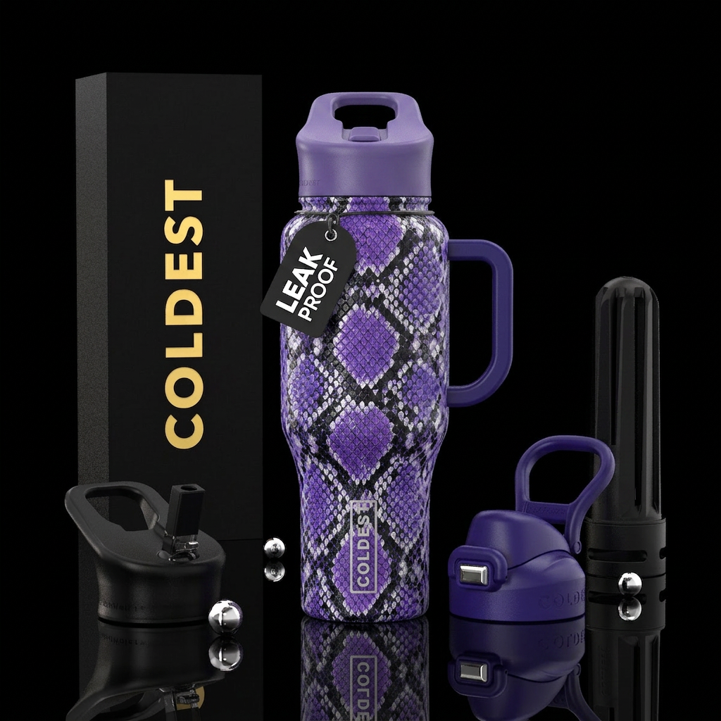 Royal purple and lavender andand black and silver ... water bottle design