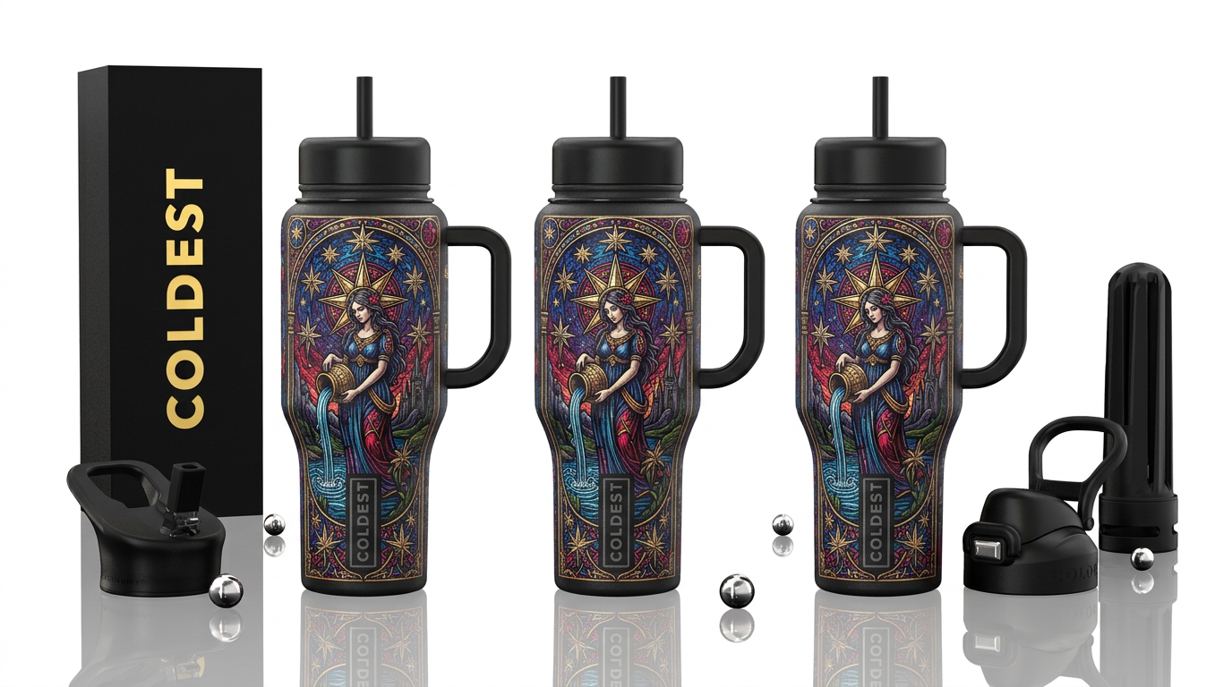 Tarot card the star with Gothic vibe water bottle design