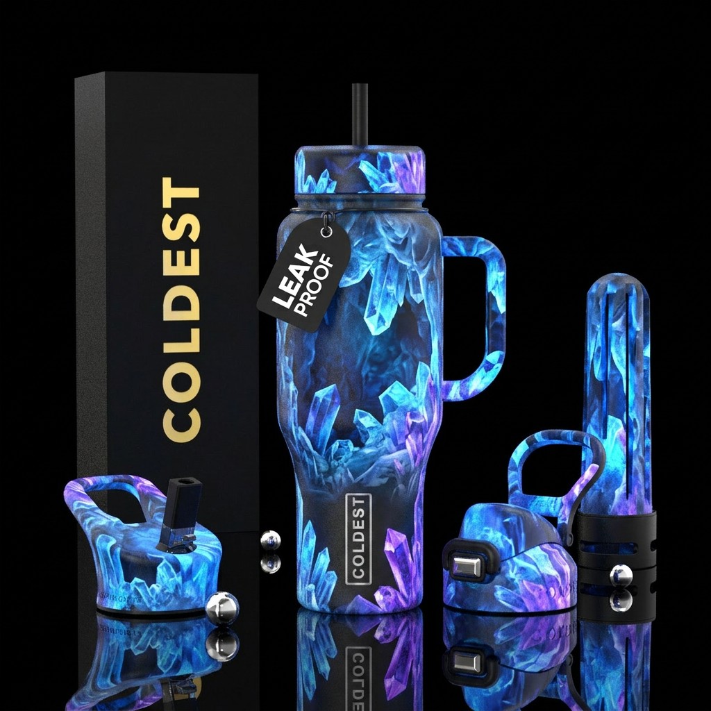 Ixe cave with back lighting with prisms water bottle design