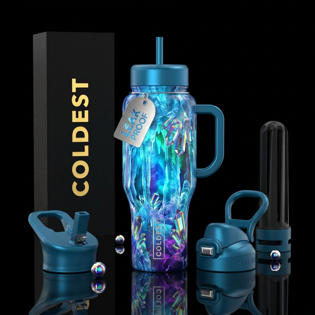 Ixe cave with back lighting with prisms water bottle design