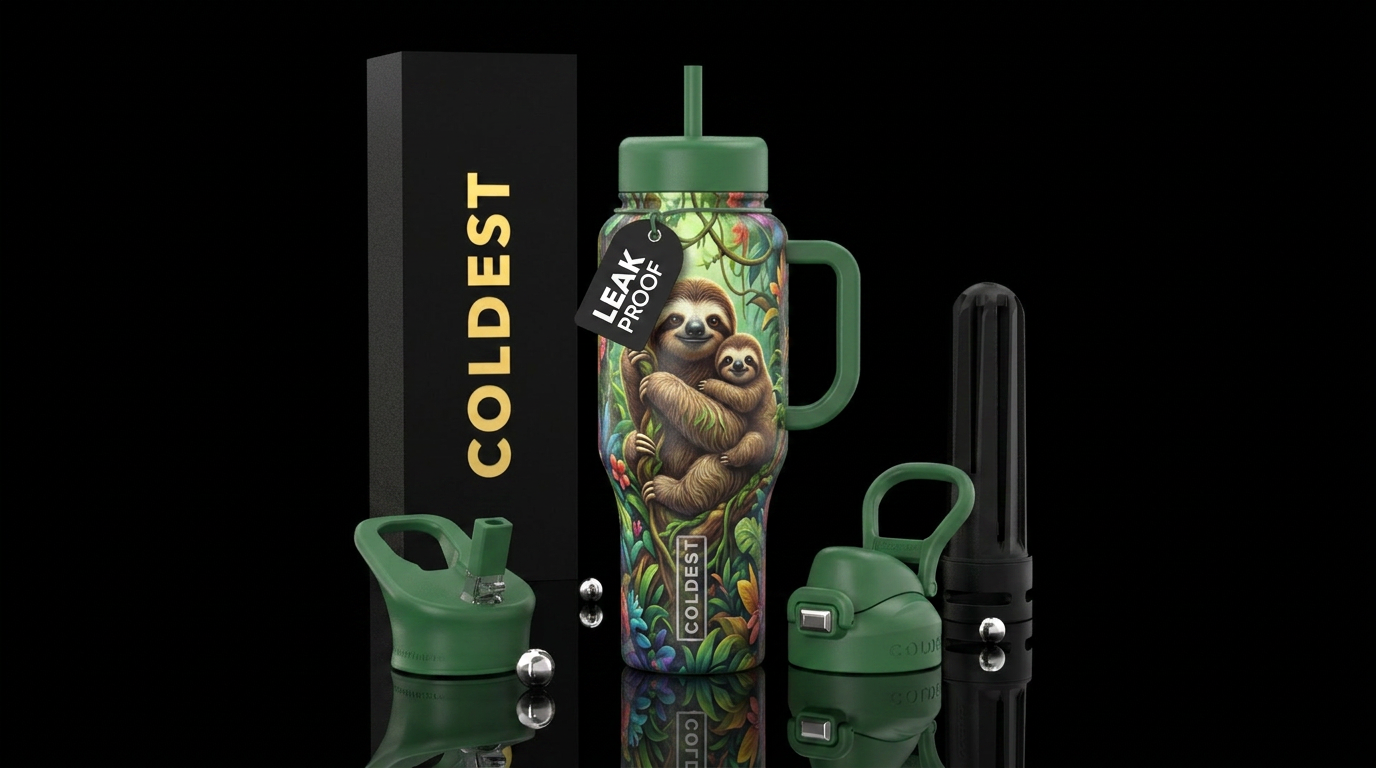 Sloth with baby in appropriate setting water bottle design