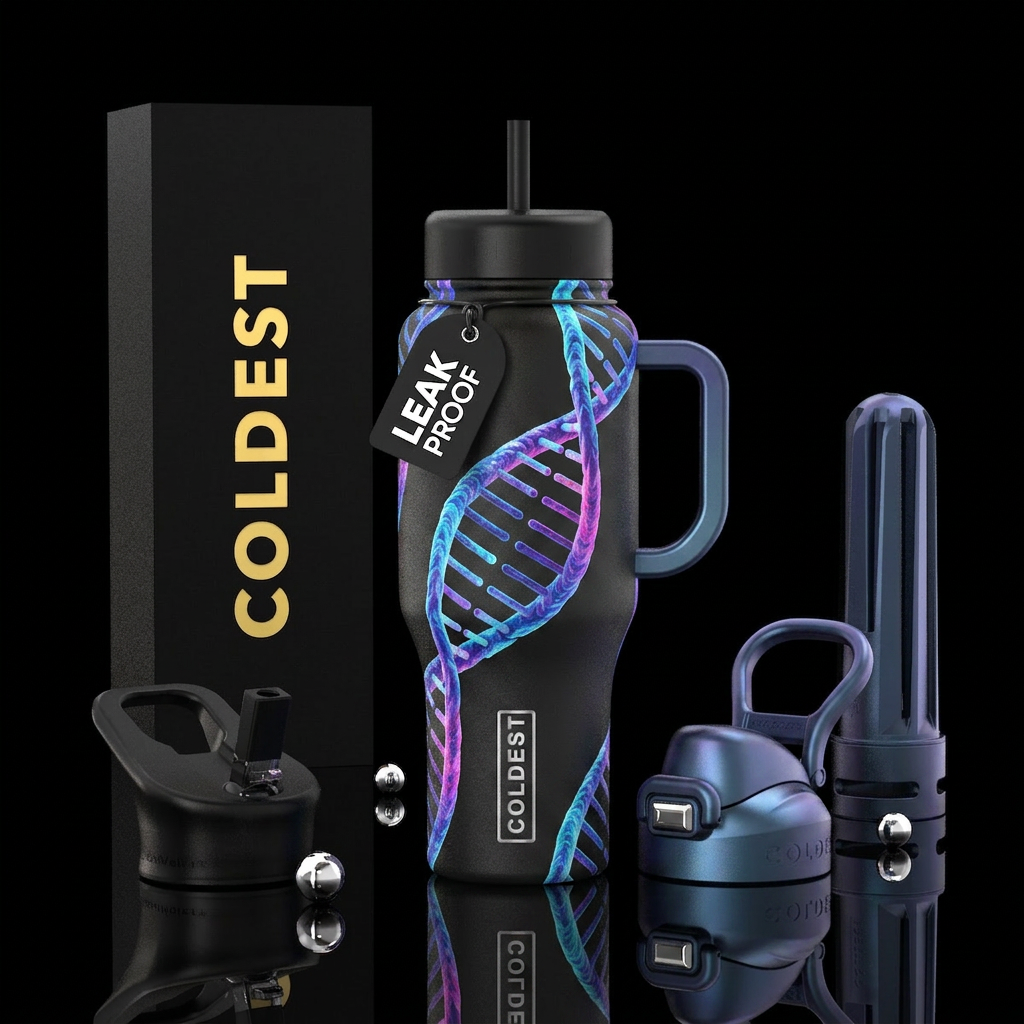 Double helix DNA strand water bottle design