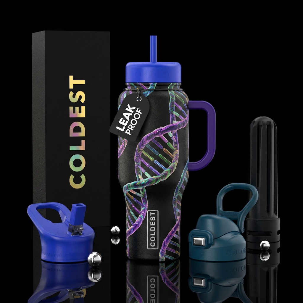 Double helix DNA strand water bottle design
