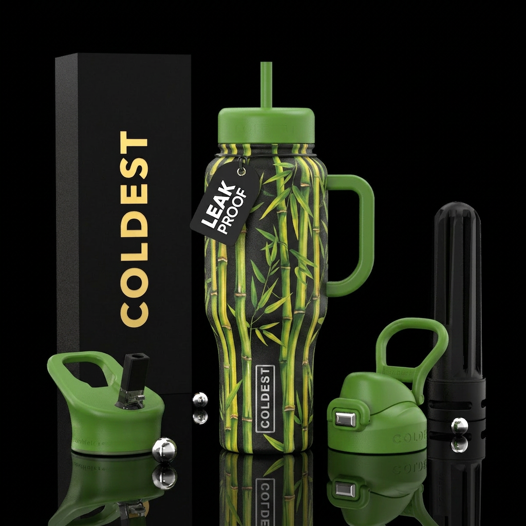Bamboo stalks water bottle design