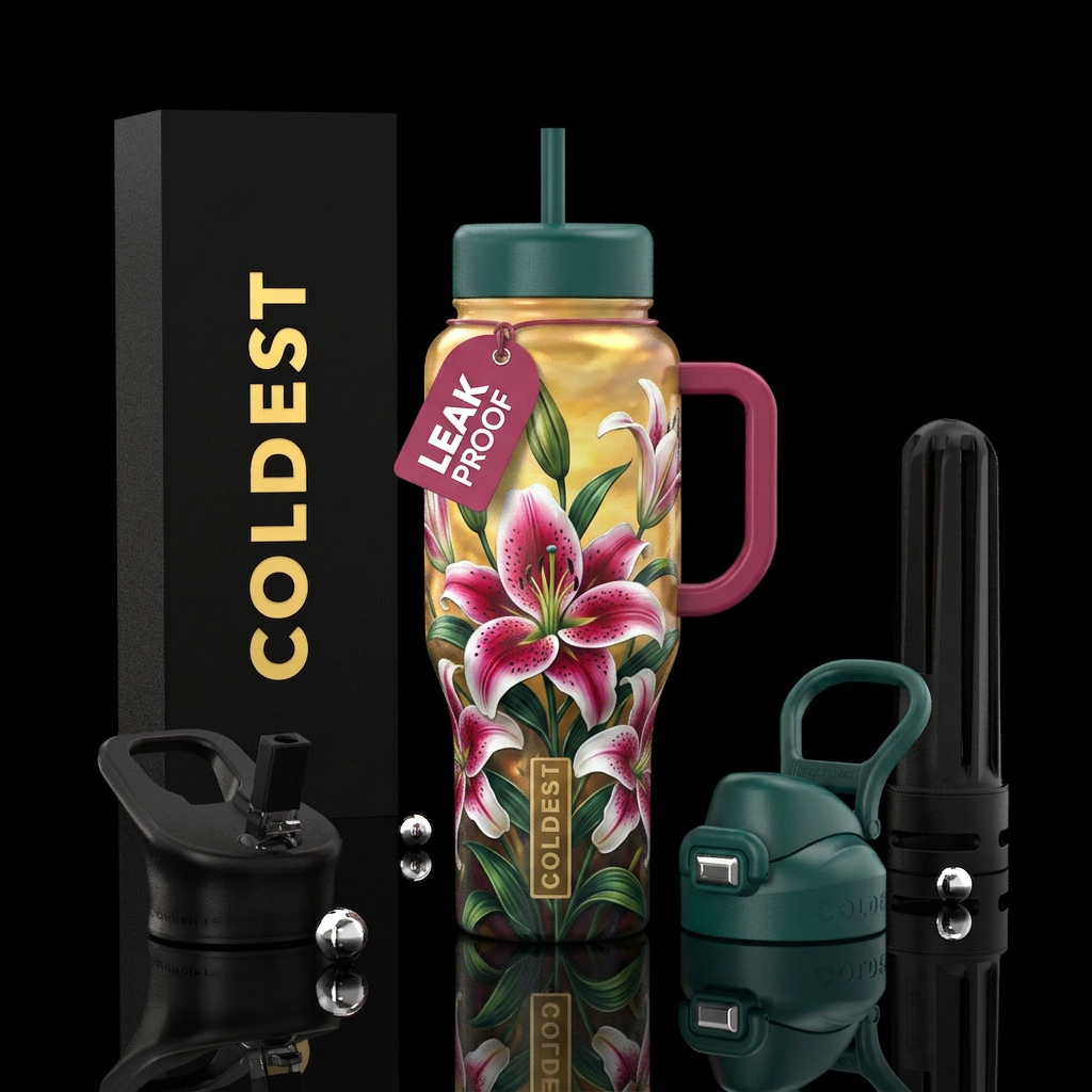 Star gazer lillies on midsummer day water bottle design