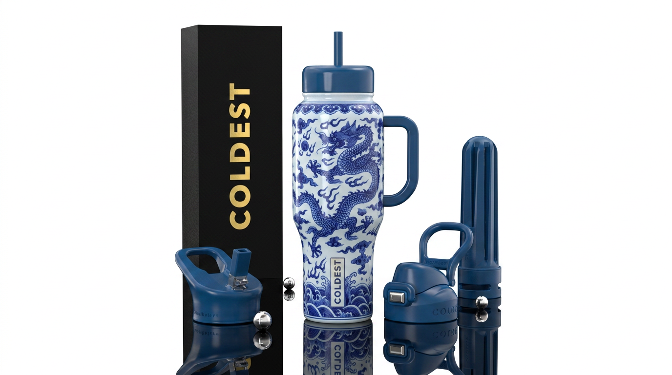 Ming vase vibe with dragon water bottle design
