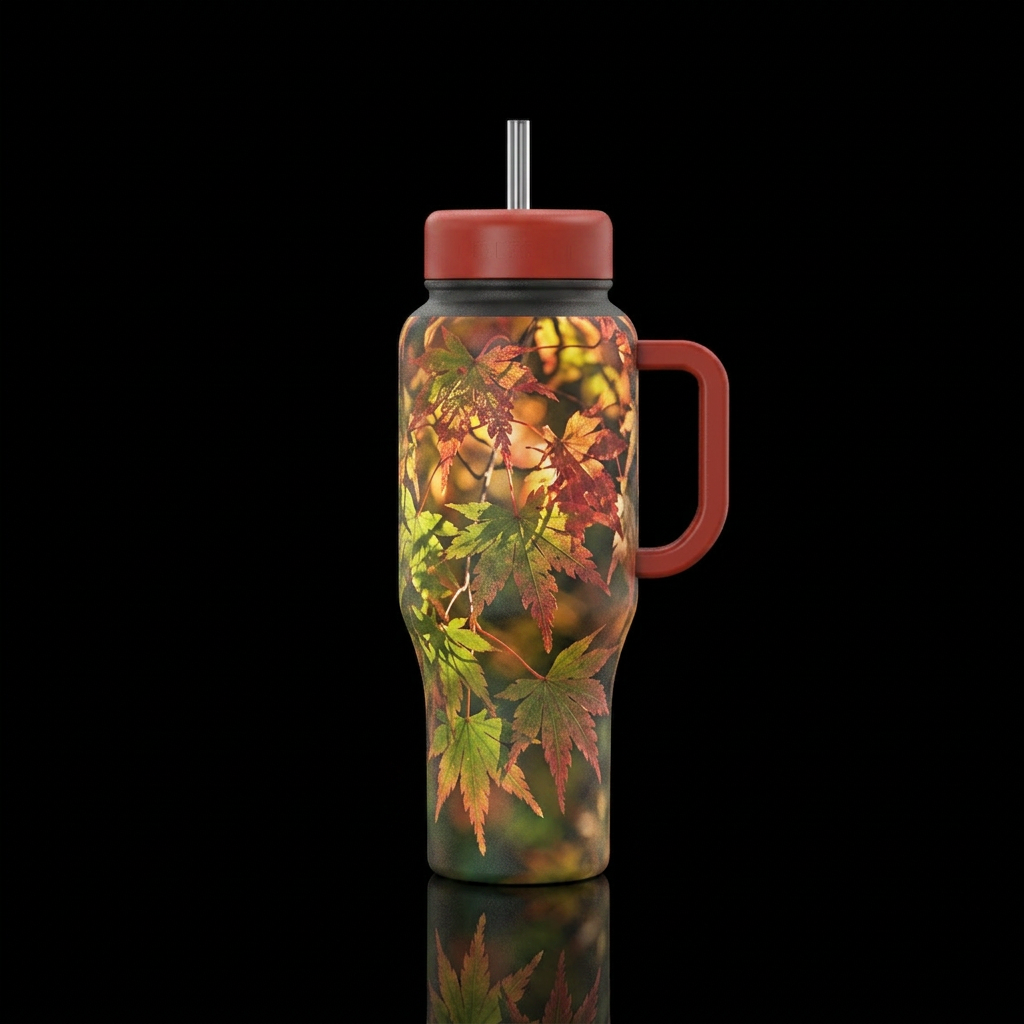 Japanese maple tree in late summer light water bottle design