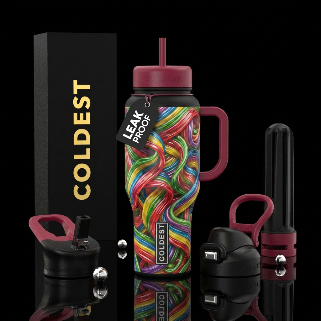 Ribbon candy water bottle design