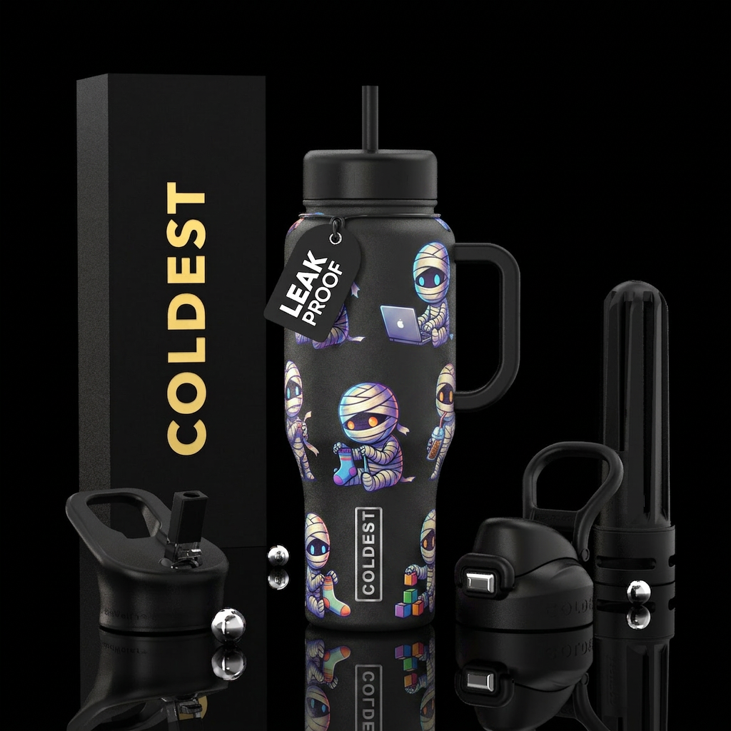 Cute adorable baby mummies doing everyday things water bottle design